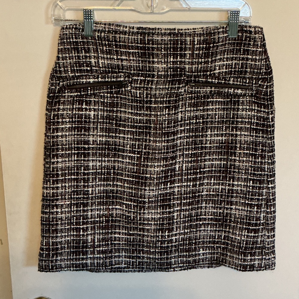 LOFT Black and White Tweed Pencil Skirt
